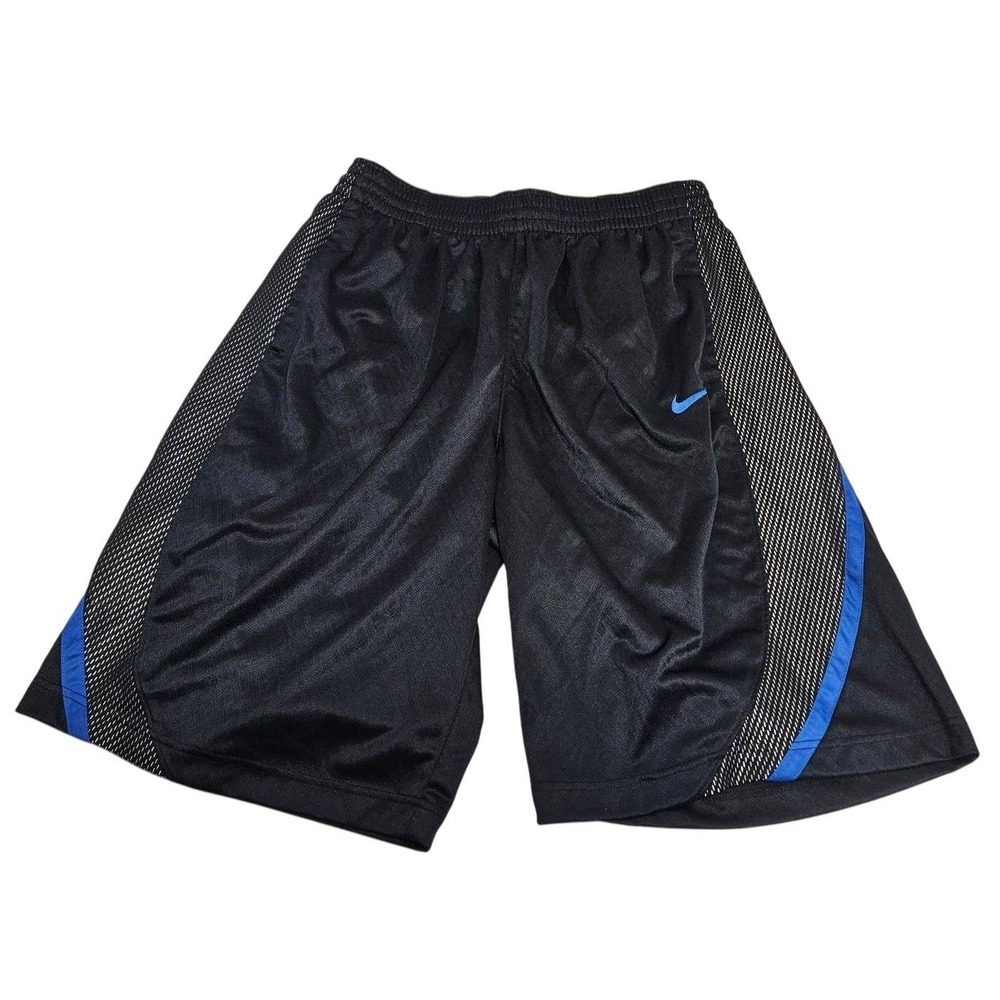 Nike Basketball Shorts Mens Large Black Blue Mesh Side Panels‎ Athletic